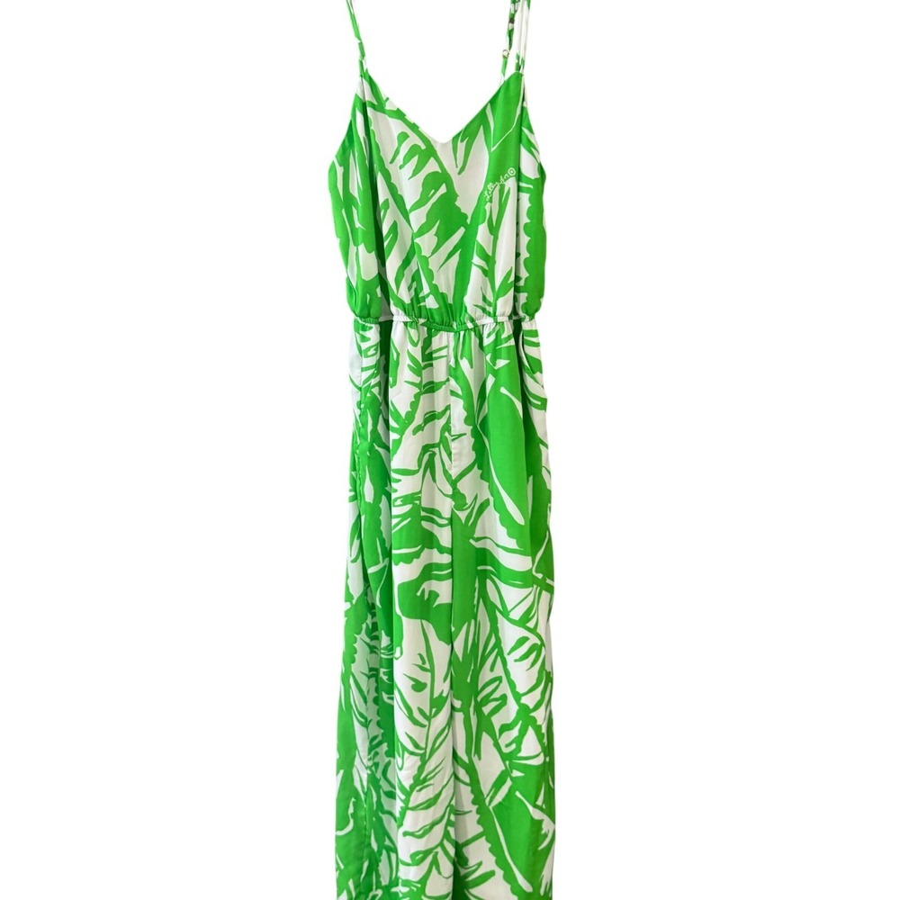 Lilly Pulitzer Target Green Tropical Palm Leaf Maxi Jumpsuit Womens S Vacation - Picture 2 of 10